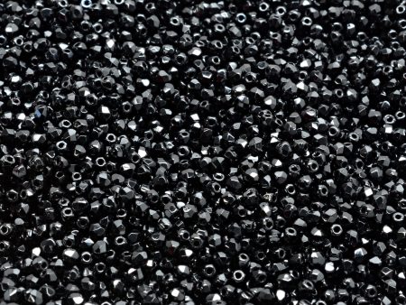 2mm Czech Fire Polish Beads, Jet, 50 pieces For Discount