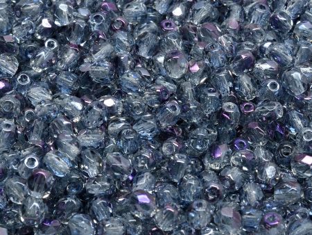 4mm Czech Fire Polish Beads, Crystal Brown Flare, 50 pieces Hot on Sale