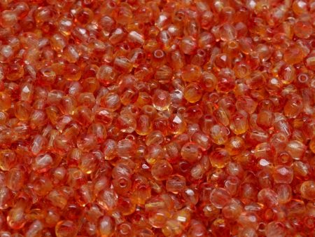 4mm Czech Fire Polish Beads, Crystal Fire Fuchsia Lemon, 50 pieces For Cheap