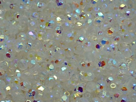 4mm Czech Fire Polish Beads, Crystal Full AB Etch, 50 pieces Online Sale