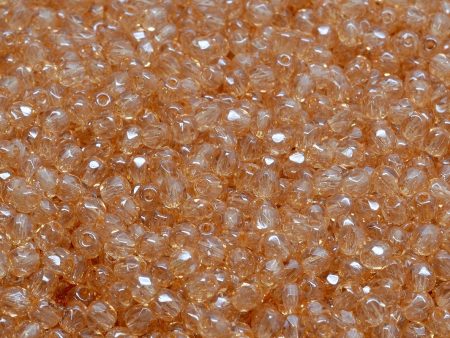 3mm Czech Fire Polish Beads, Crystal Orange Luster, 50 pieces Online Sale