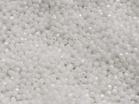 2mm Czech Fire Polish Beads, Op White, 50 pieces For Cheap