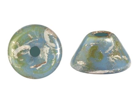 Konos Par Puca® Czech glass bead, Frost Blue Lagoon New Picasso, 10 grams on Sale