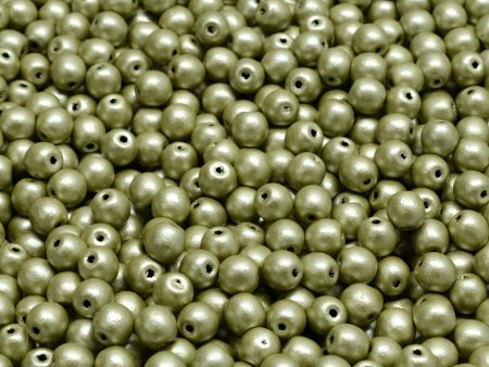 4mm Czech Round Druk Bead, Jet Metallic Suede Gold, 50 pcs For Cheap