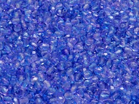 3mm Czech Fire Polish Beads, Crystal Alaska Blue Purple, 50 pieces For Discount