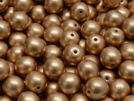 8mm Czech Round Druk Bead, Light Gold Matte, 25 pieces Hot on Sale