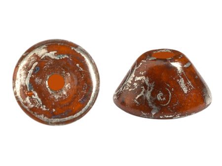 Konos Par Puca® Czech glass bead, Frost Tangerine New Picasso, 10 grams For Cheap