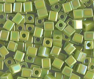 Miyuki 4mm Cube Bead, Opaque Chartreuse AB, #479, 5 grams Online Sale