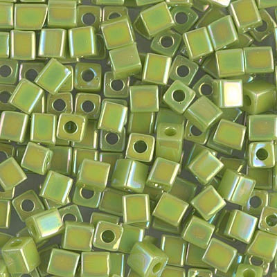 Miyuki 4mm Cube Bead, Opaque Chartreuse AB, #479, 5 grams Online Sale