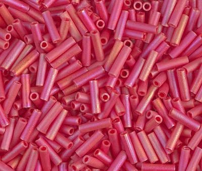 Miyuki 6mm Bugle Beads, Matte Opaque Red AB, BGL2-0408FR, 17 grams Discount