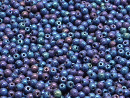 3mm Czech Round Druk Bead, Iris Blue, 50 pcs For Discount